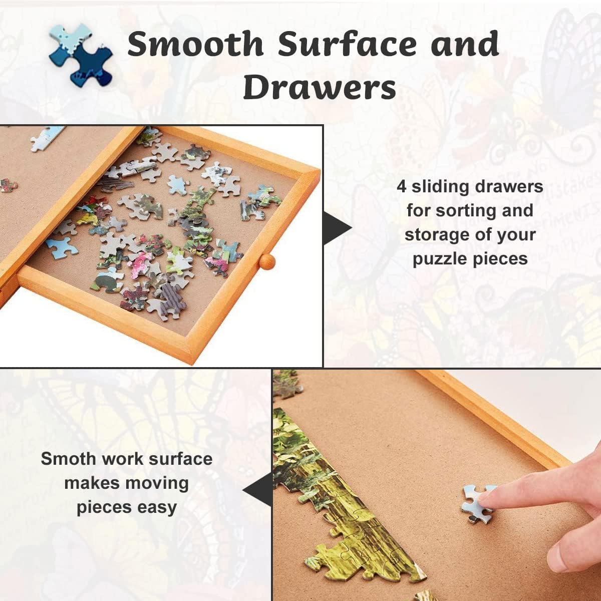 1500 Piece Puzzle Board with 4 Storage Drawers Z496