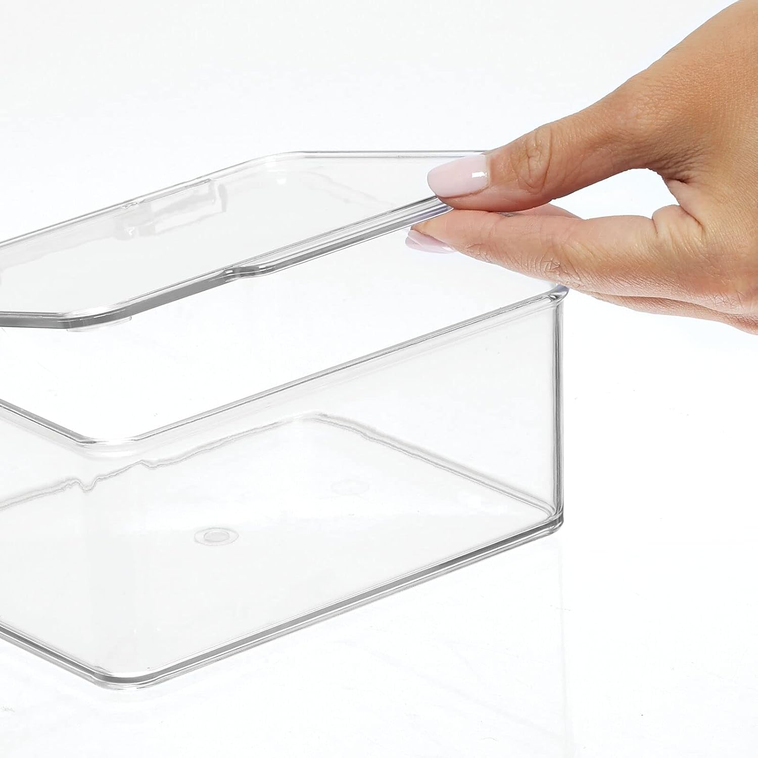 Plastic Stackable Storage Bin with Lid for Drawer or Cabinet Organizing Y46075