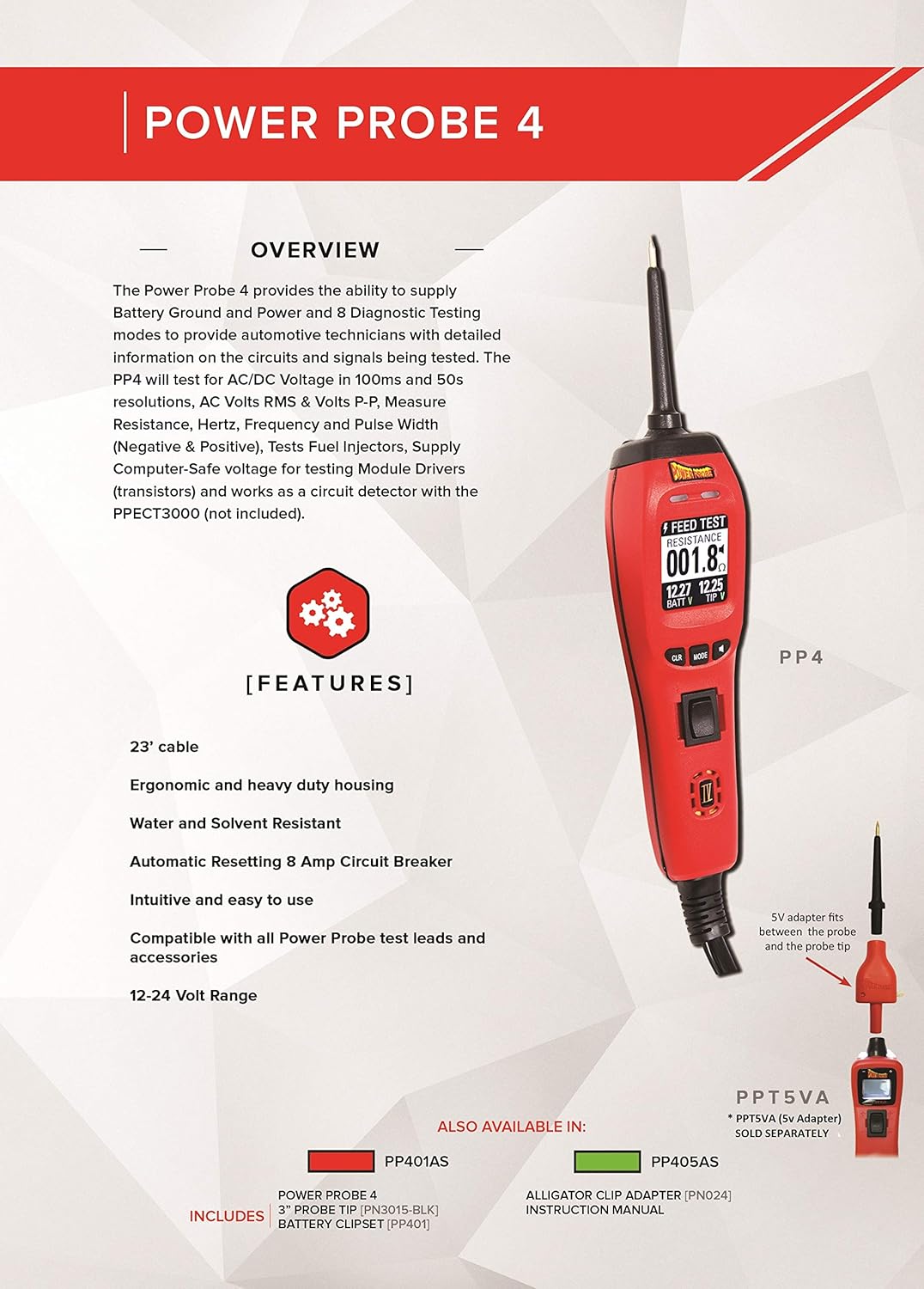 Car Diagnostic Test Tool with Digital Volt Meter and Case V42929