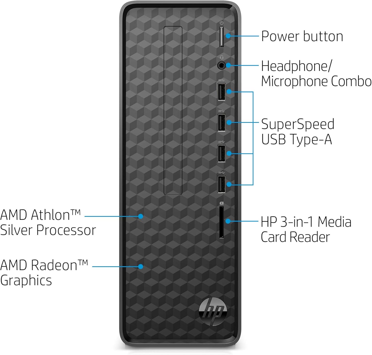 Slim Desktop, AMD Athlon Silver 3050U, 4GB RAM, 256GB SSD, Windows 10 Home Q318601