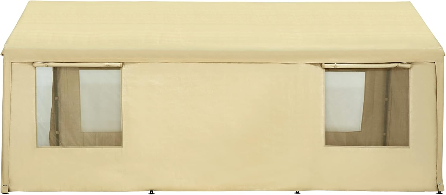 Carport 10 x 20 ft Heavy Duty with Ventilated Windows, Portable Garage, Beige I781572