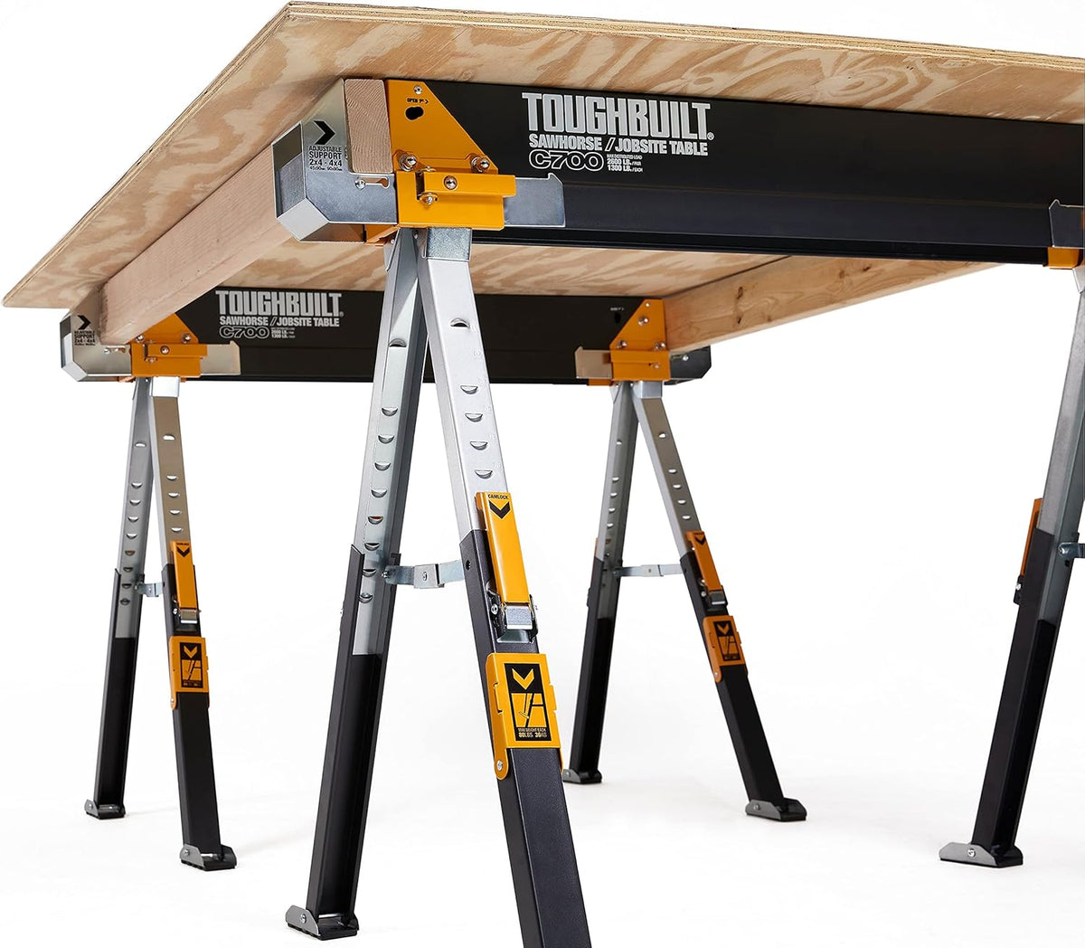 Folding Sawhorse - Heavy-Duty Steel - 1300 lb Capacity - 2 Pack L4327