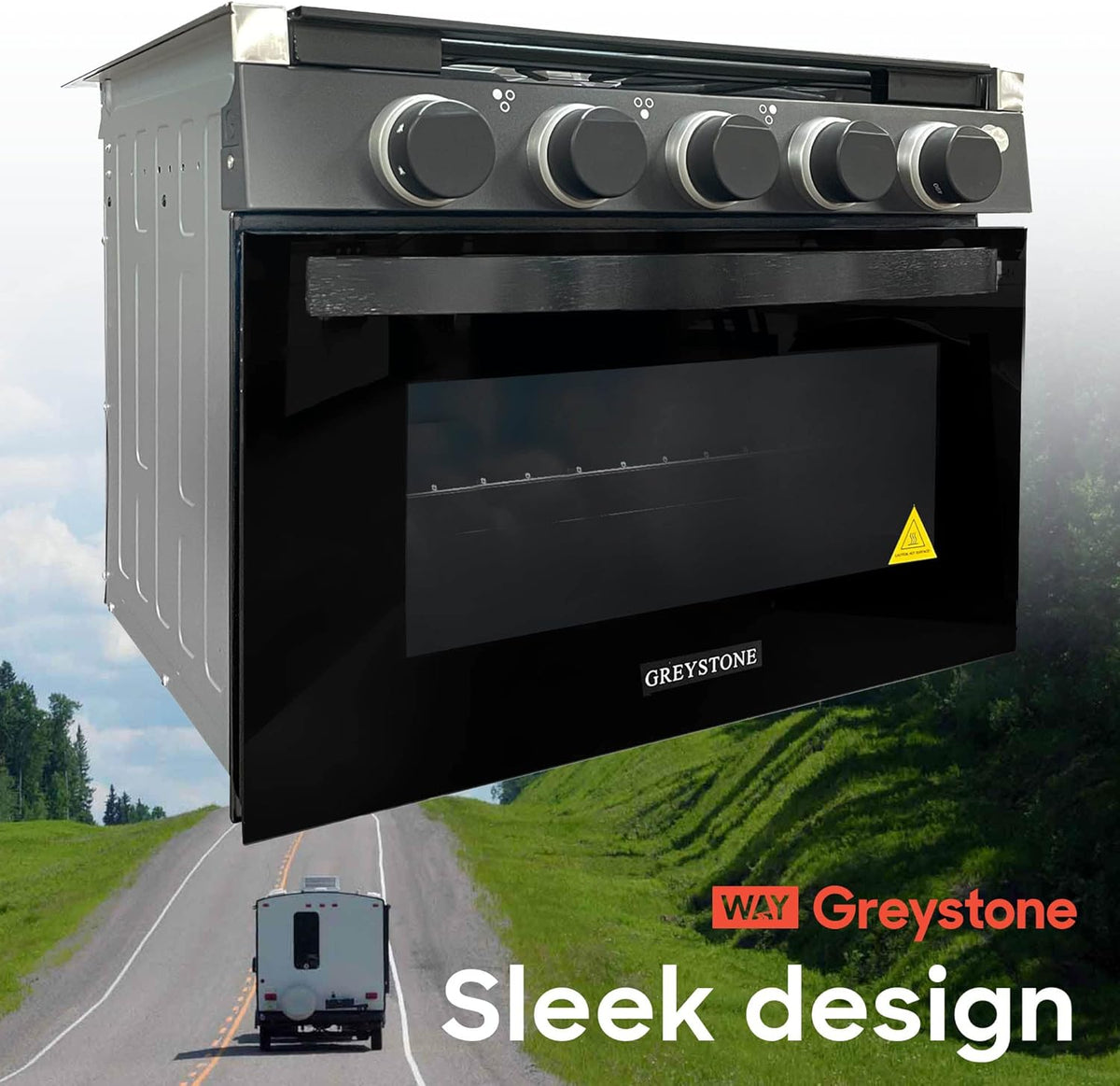 21 Inch RV Gas Range, Stove and Oven Combo, 12 Volt, 3 Burners W304