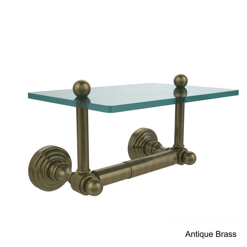 Two Post Toilet Tissue Holder with Glass Shelf Black Matte M3698