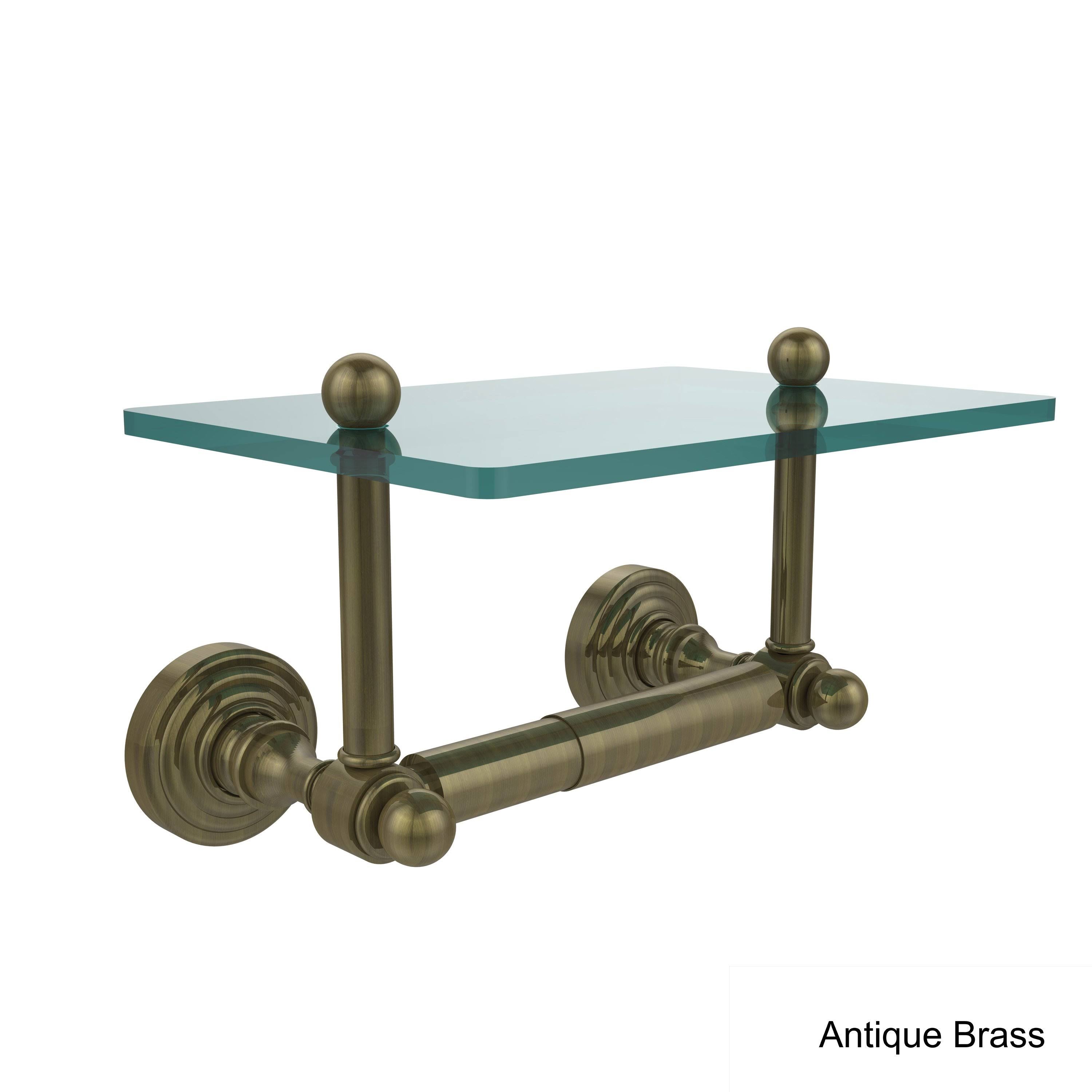 Two Post Toilet Tissue Holder with Glass Shelf Black Matte M3698