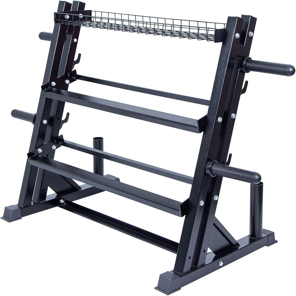 RitFit Multifunctional 3-Tile Dumbbell Rack, All-in-One Weights Storage Rack, Updated Multilevel Storage for Home Gym, 1000 LB Capacity