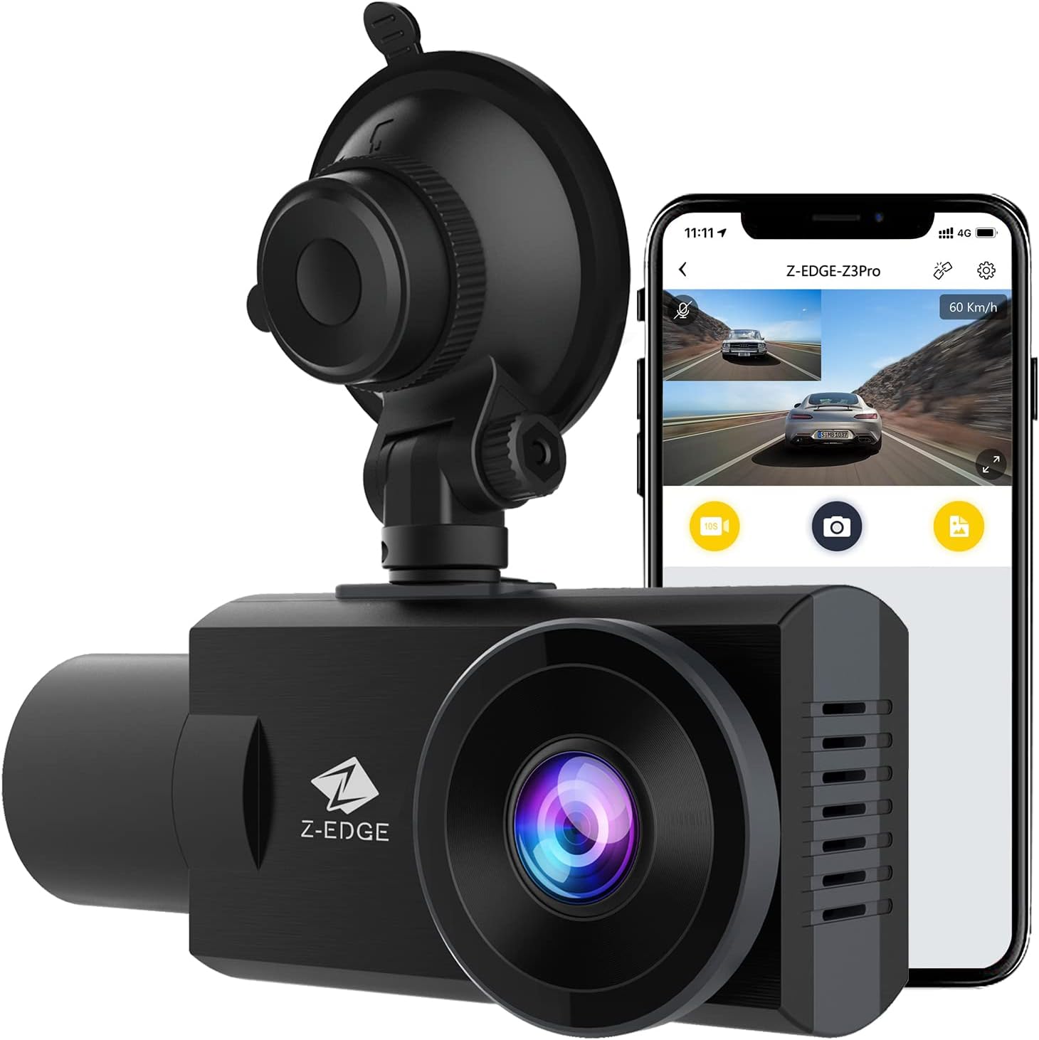WiFi Dash Cam, Z-Edge New Version Z3Pro Dash Cam Front and Inside, 2K+1080P Front and Inside Dual Dash Cam, Car Camera, IR Night Vision, Parking Mode, G-Sensor, Support 256GB
