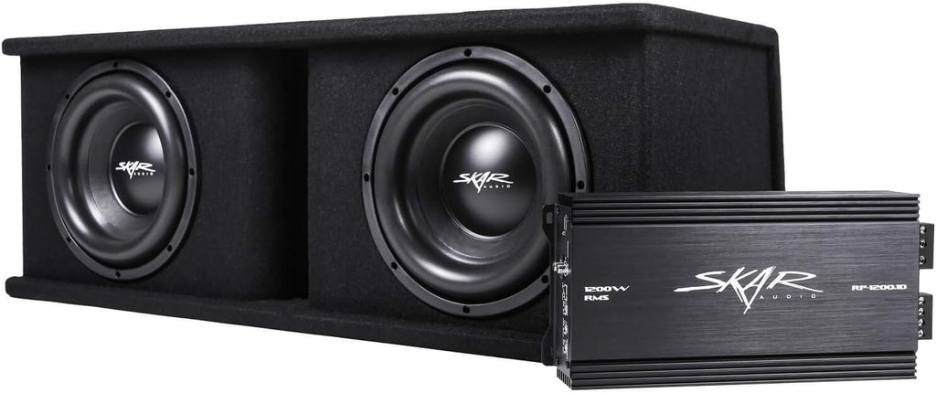 Dual 10" Subwoofer Bass Package with Loaded Enclosure and Amplifier X4934