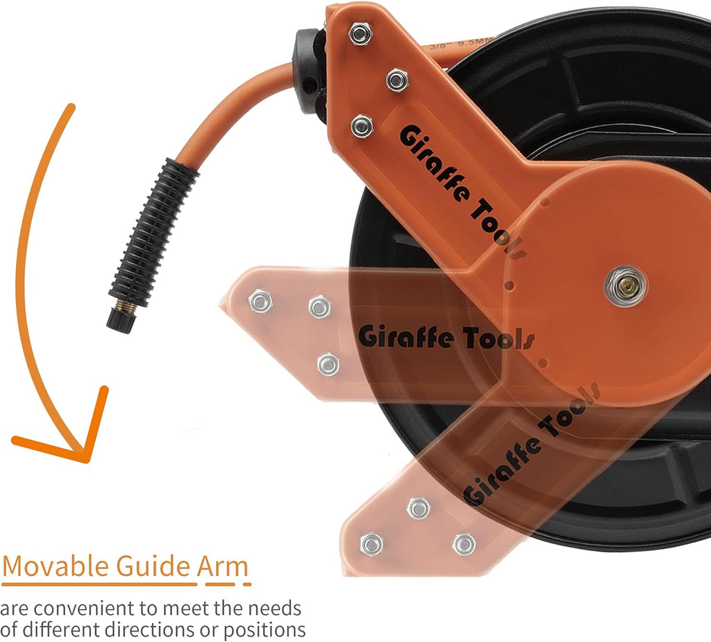 Retractable Air Hose Reel Wall Mount, 50 FT Hybrid Hose, 300PSI W935