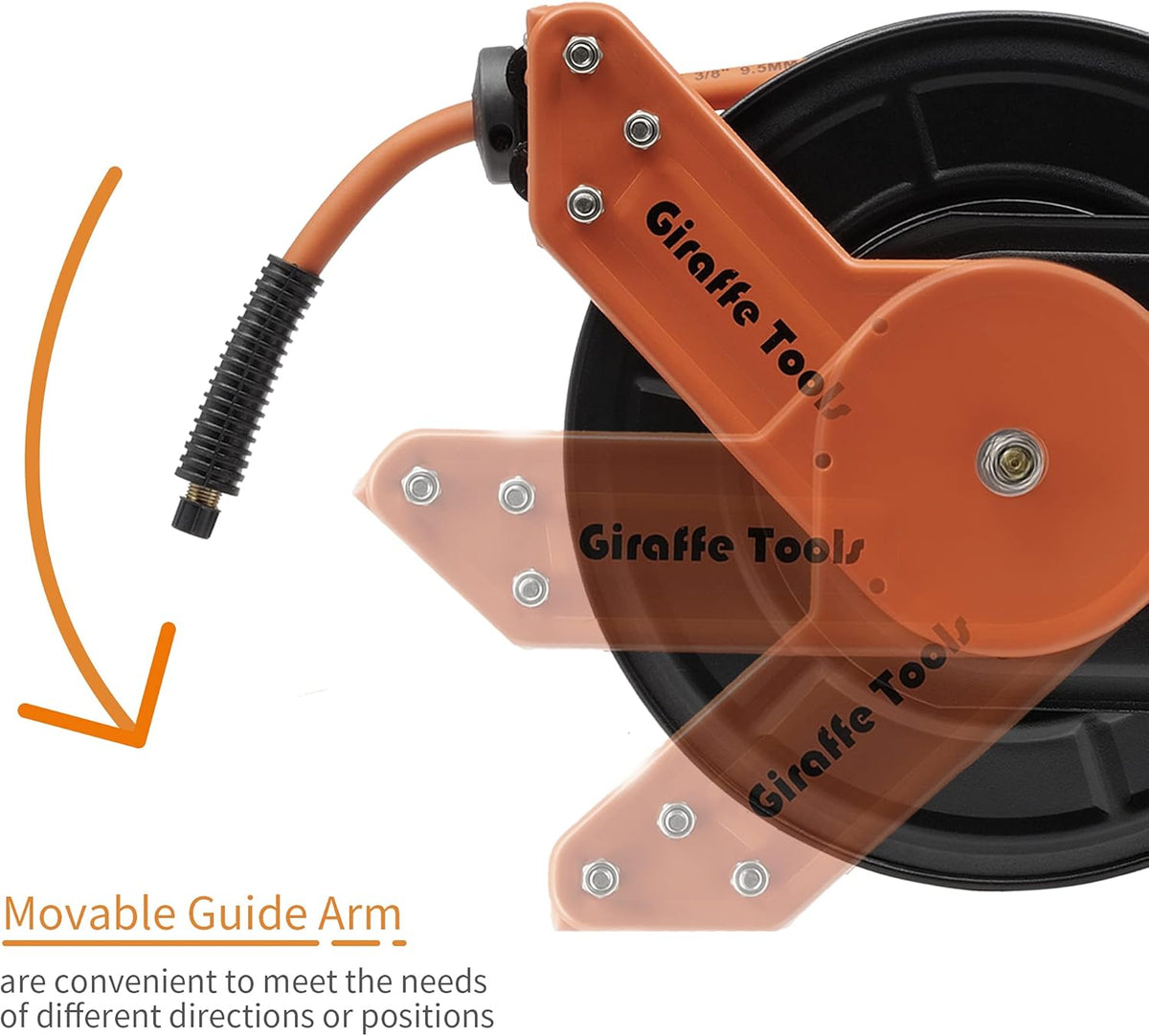 Retractable Air Hose Reel Wall Mount, 50 FT Hybrid Hose, 300PSI W935