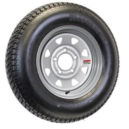 Mounted Radial Trailer Tire on Rim St205/75r15 Load C 5 Lug Silver Spoke
