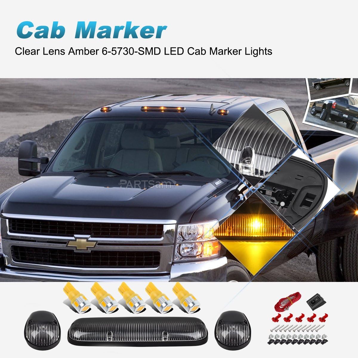 Cab Marker Lights with T10 LED Bulbs for Truck 2002-2007 Z676