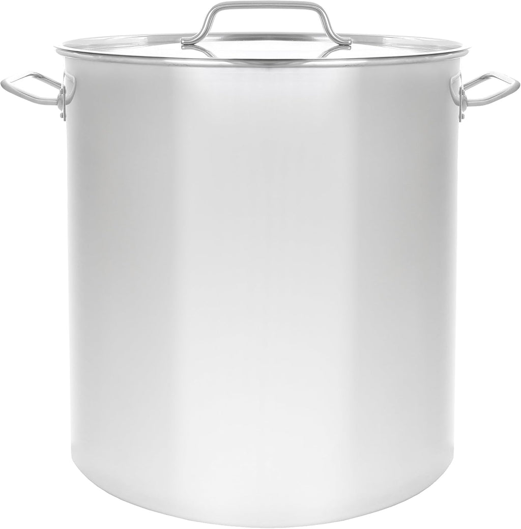 CONCORD Polished Stainless Steel Stock Pot Brewing Beer Kettle Mash Tun w/ Flat Lid (50 QT)