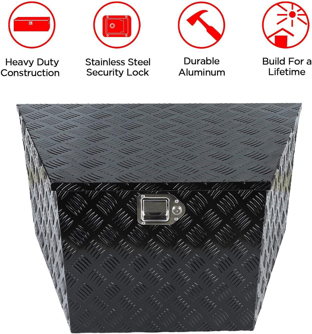 Black Aluminum Trailer Tongue Tool Box with Lock & Keys U439