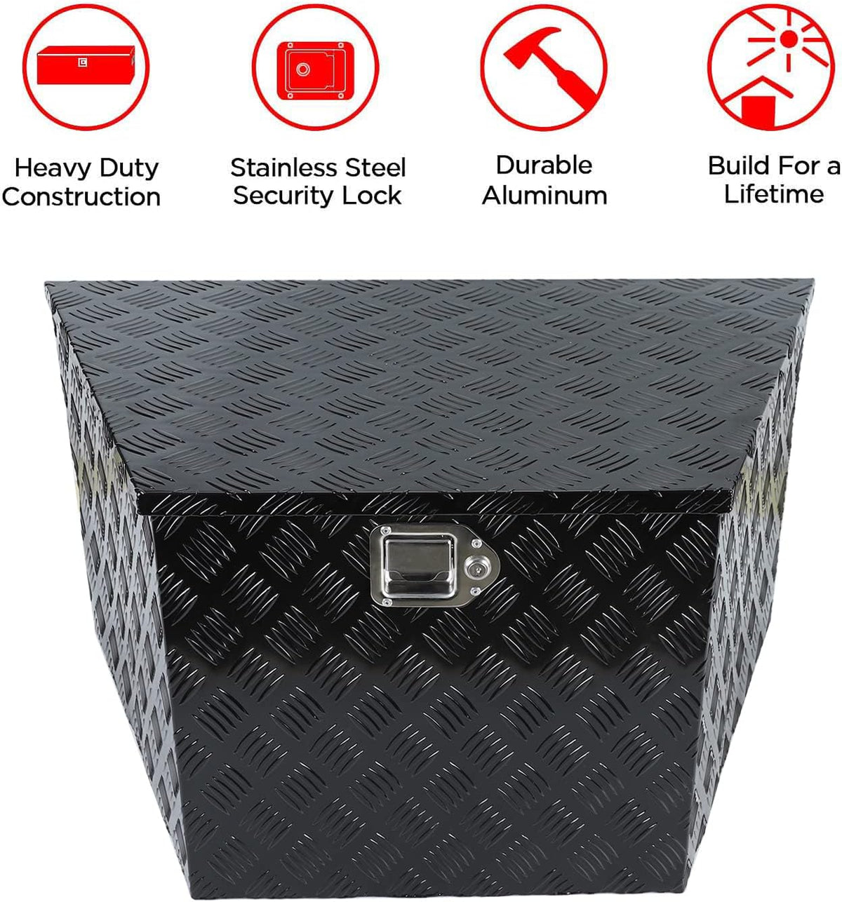 Black Aluminum Trailer Tongue Tool Box with Lock & Keys U439