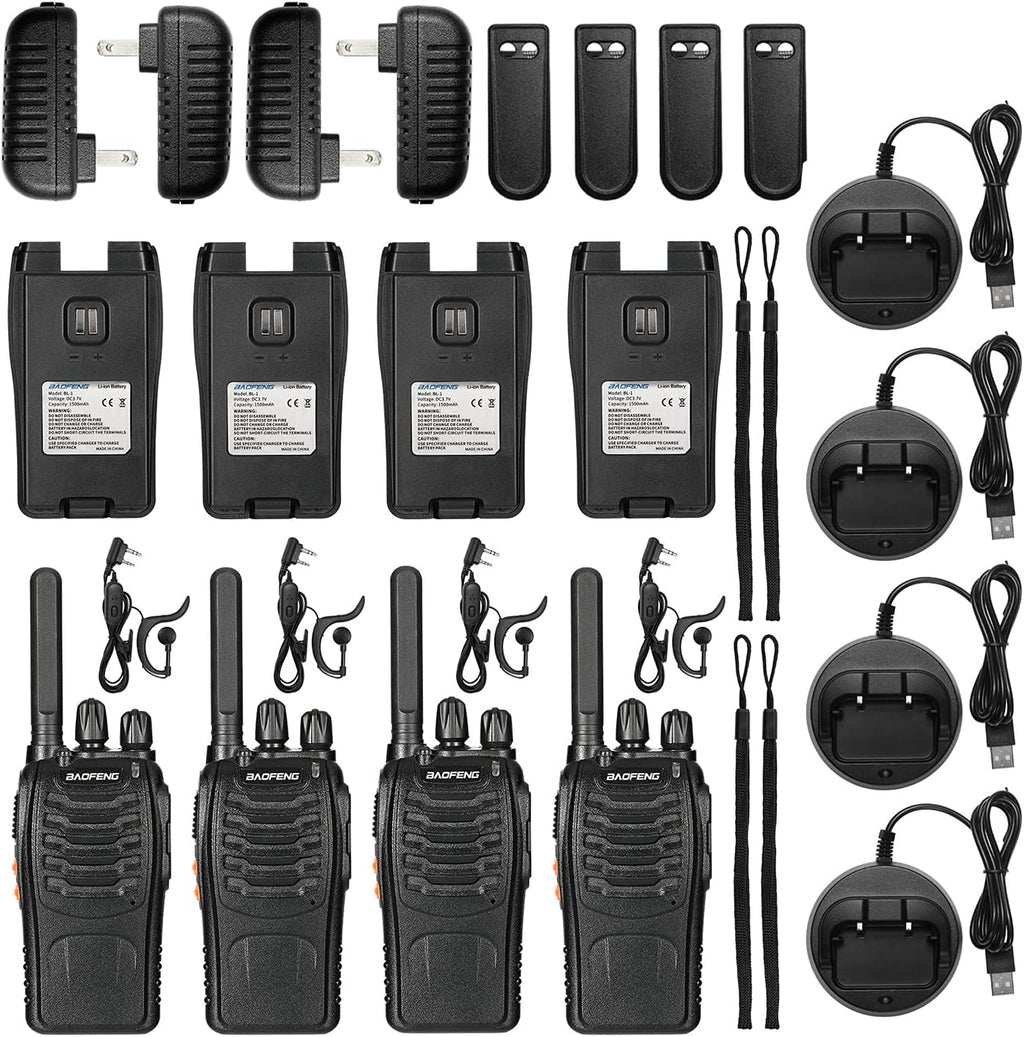 Walkie Talkies for Adults, License-Free Two Way Radios with Hands Free VOX, Rechargeable 4 Pack F6232