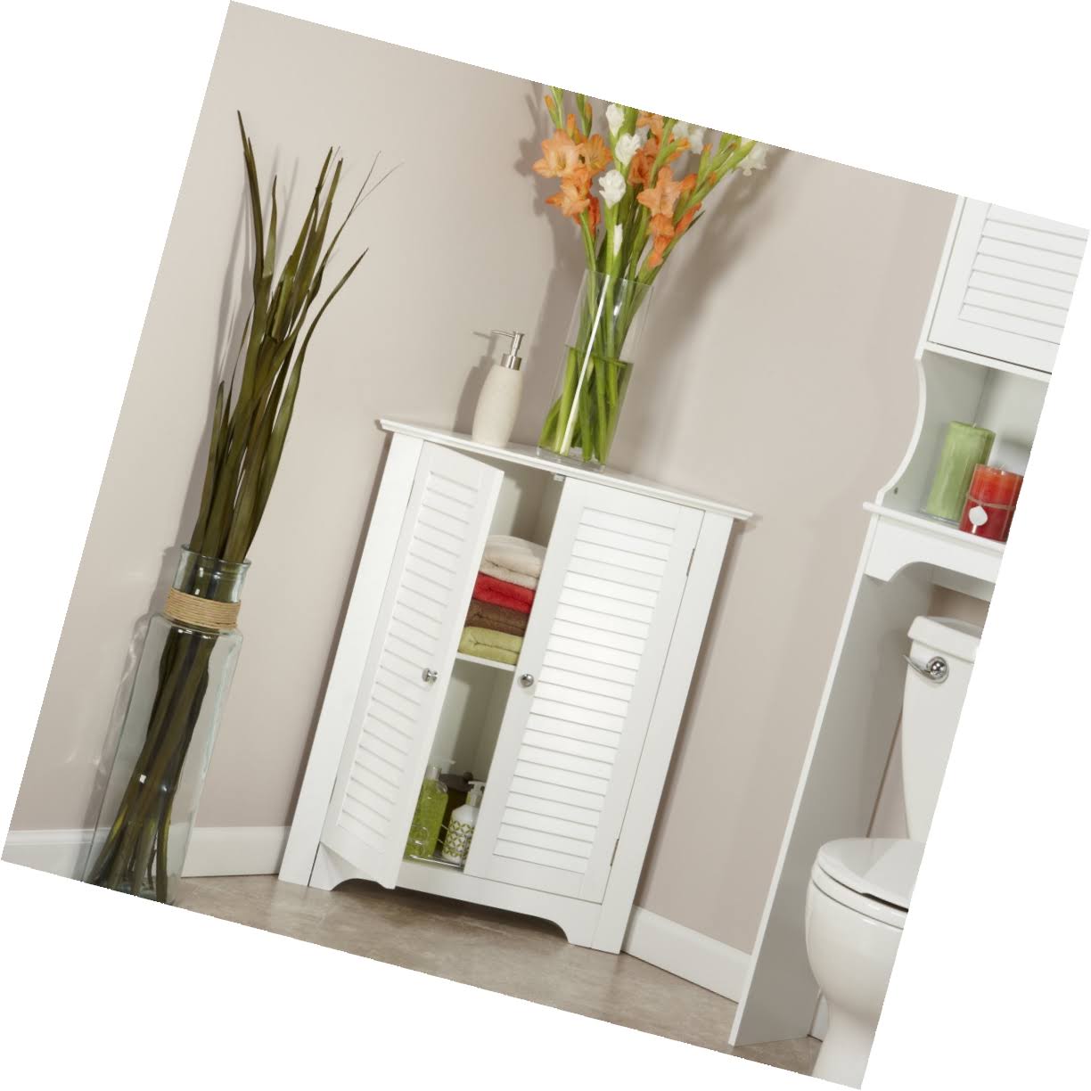 3-Shelf Corner Cabinet, White T55124
