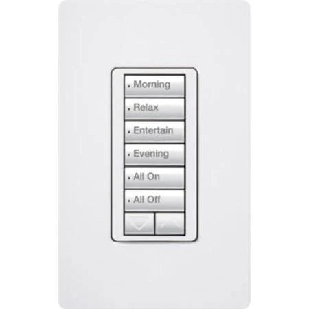 Lutron RRD-HN6BRL-WH CL RA2 6Brl HYB St Keypad