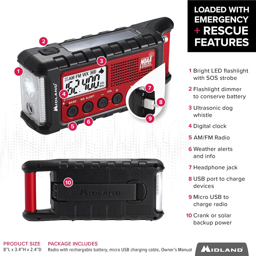 Emergency Crank Weather AM/FM Radio with Flashlight and NOAA Alert, 2-Pack S251673