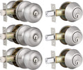 3 Pack Entry Door Knob and Single Cylinder Deadbolt Combo Pack in Satin Nickel, Keyed Alike Exterior Door Lock Set with Deadbolt, Door Knobs with Deadbolt for Entrance and Front Door Pack of 2