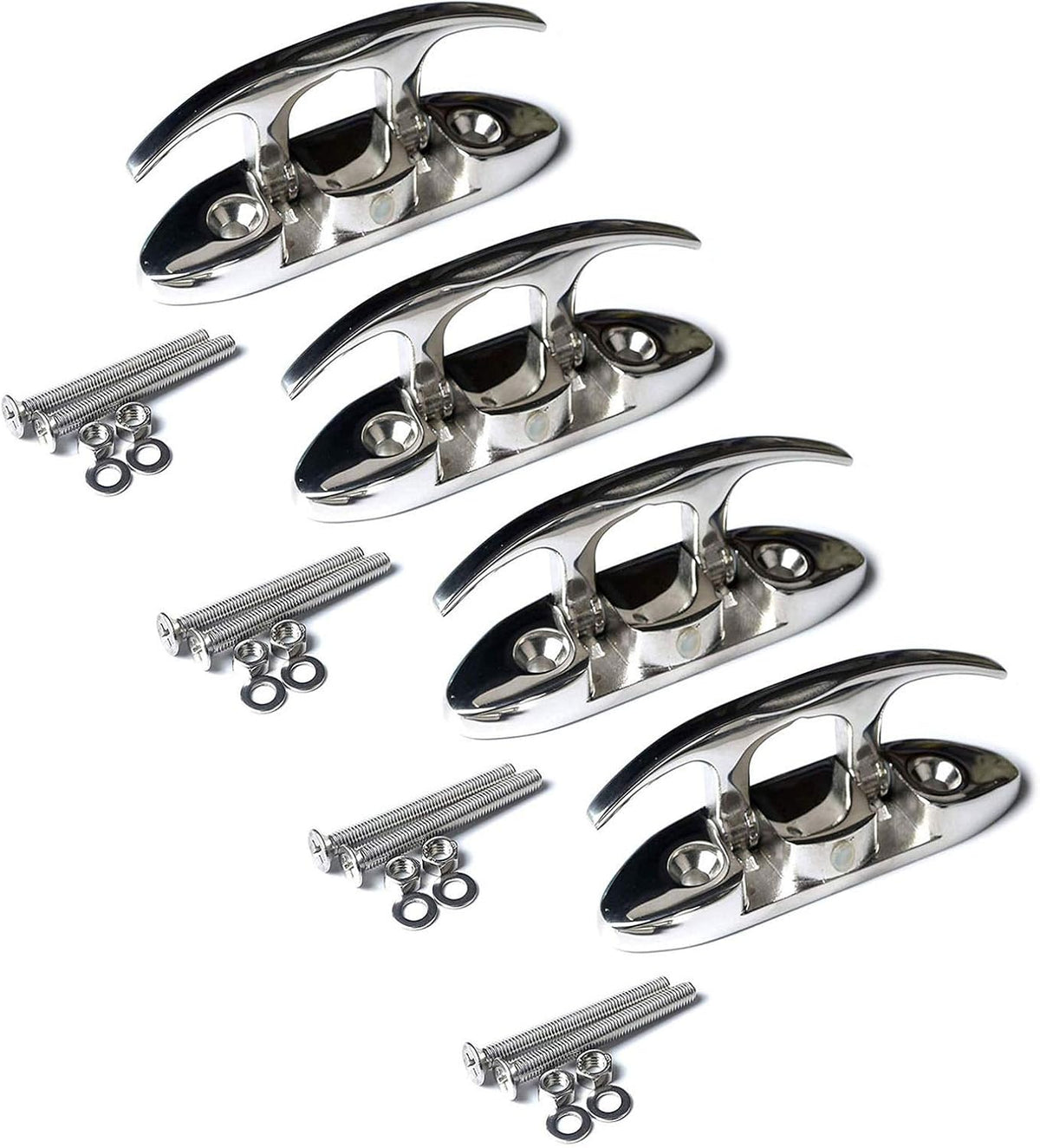 MX 4-1/2" Folding Cleat,316 Stainless Steel Boat Dock Flip Up Cleat with Fastener Pack of 4 Pack of 2