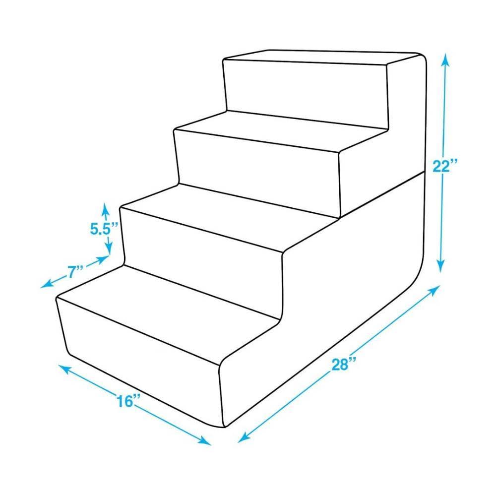 Linen & Foam Dog & Cat Stairs - 4-Step / Pale Teal H745