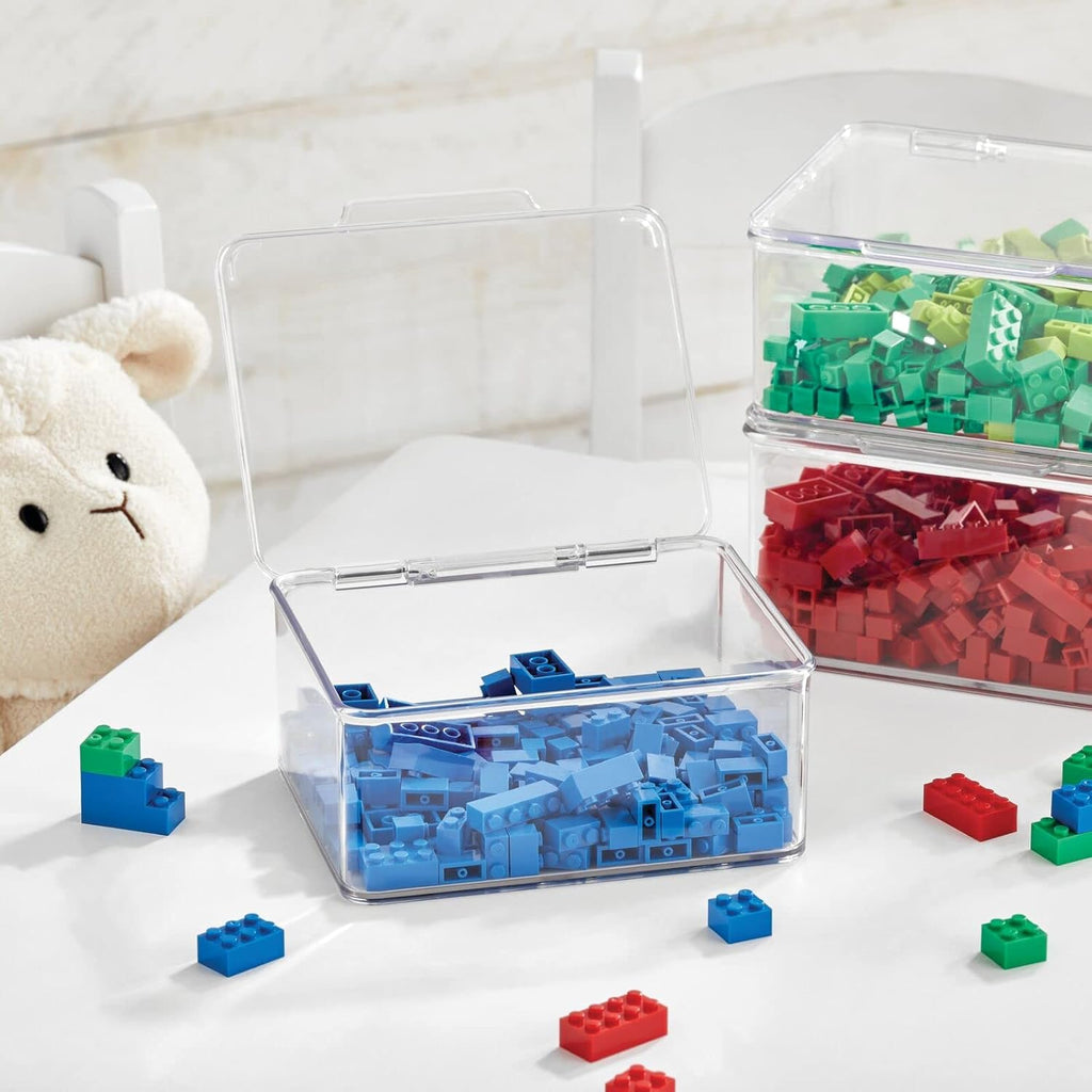 Plastic Stackable Storage Bin with Lid for Drawer or Cabinet Organizing Y46075