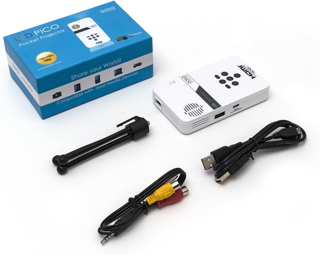 LED Pico Mini Projector with HDMI, Media Player, and Speakers O329