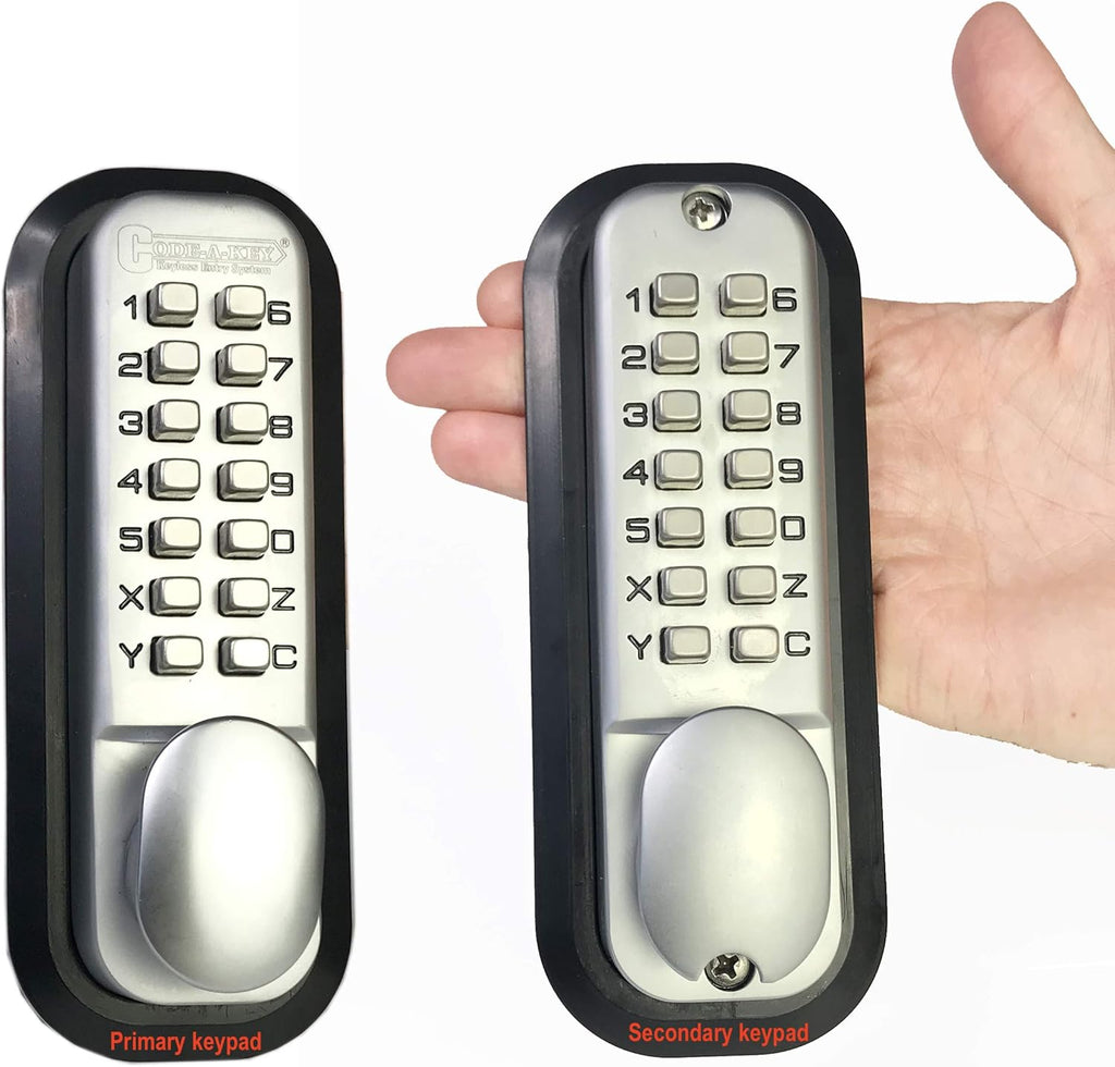 Double Keypad Mechanical Keyless Latch Door Lock, Satin Chrome U1733