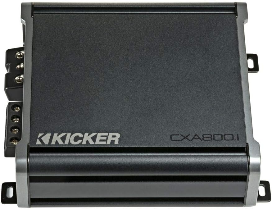 Kicker 46CXA8001T CX Series 1600 Watt Max Power Class D Amp Monoblock Car Audio Sub Vehicle Amplifier, Black