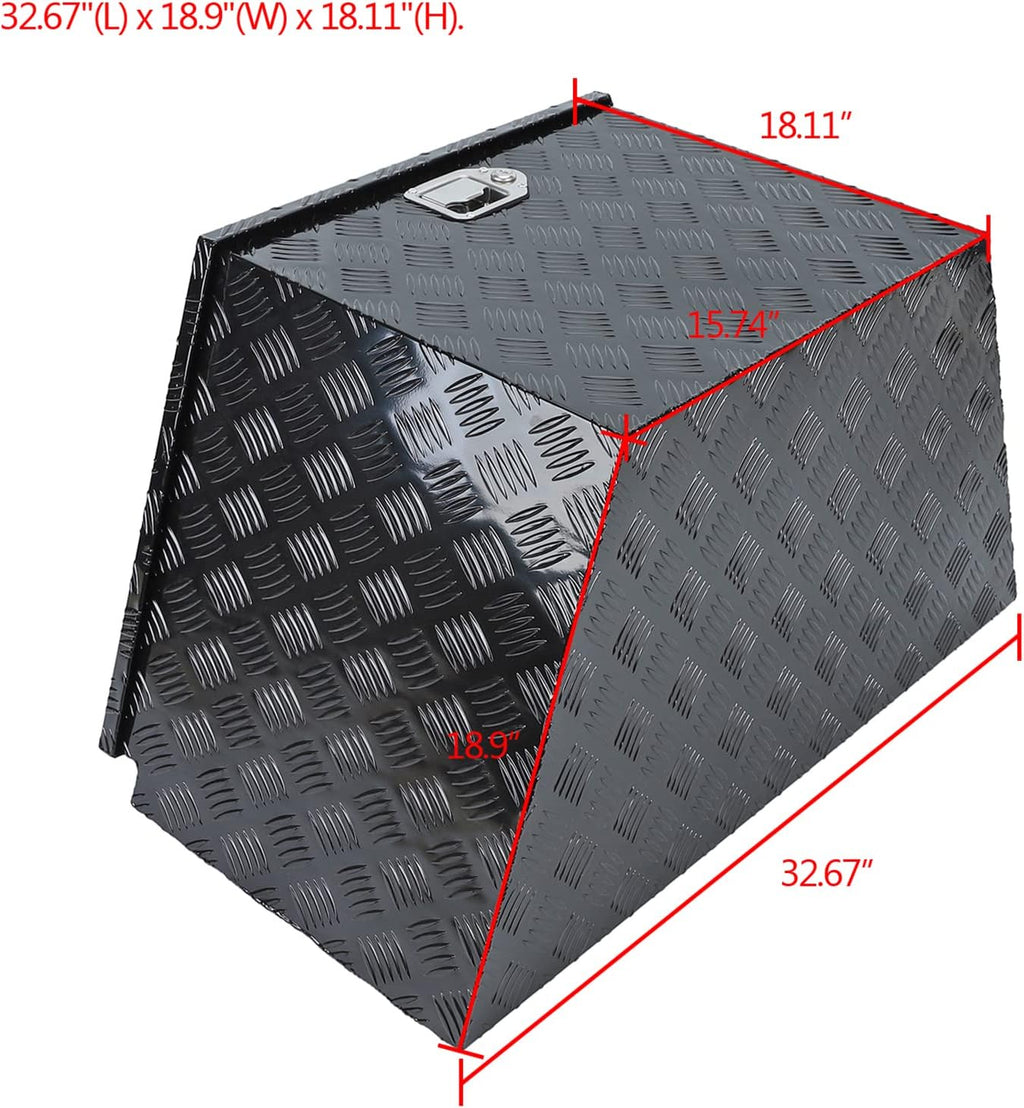Black Aluminum Trailer Tongue Tool Box with Lock & Keys U439