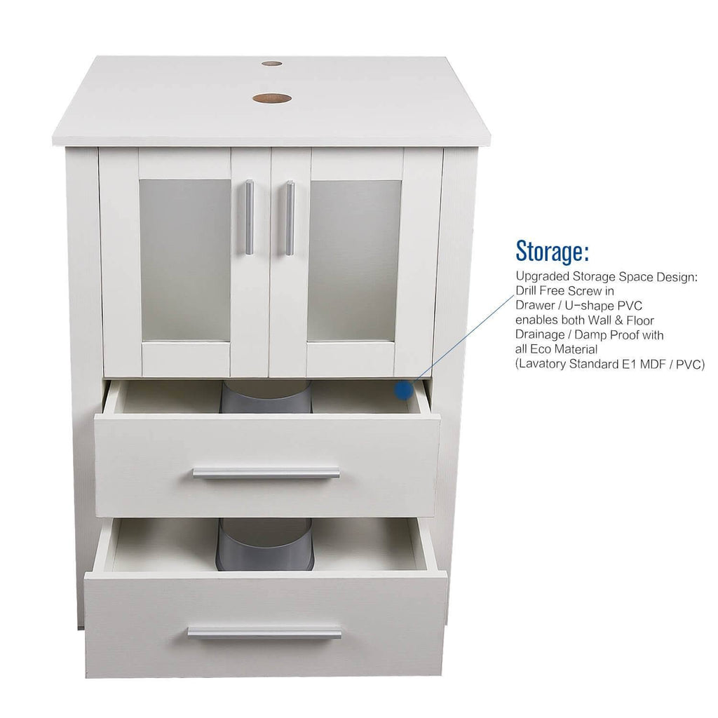 24 inch Bathroom Vanity Combo Modern MDF Cabinet, Dark Brown, Black B70329