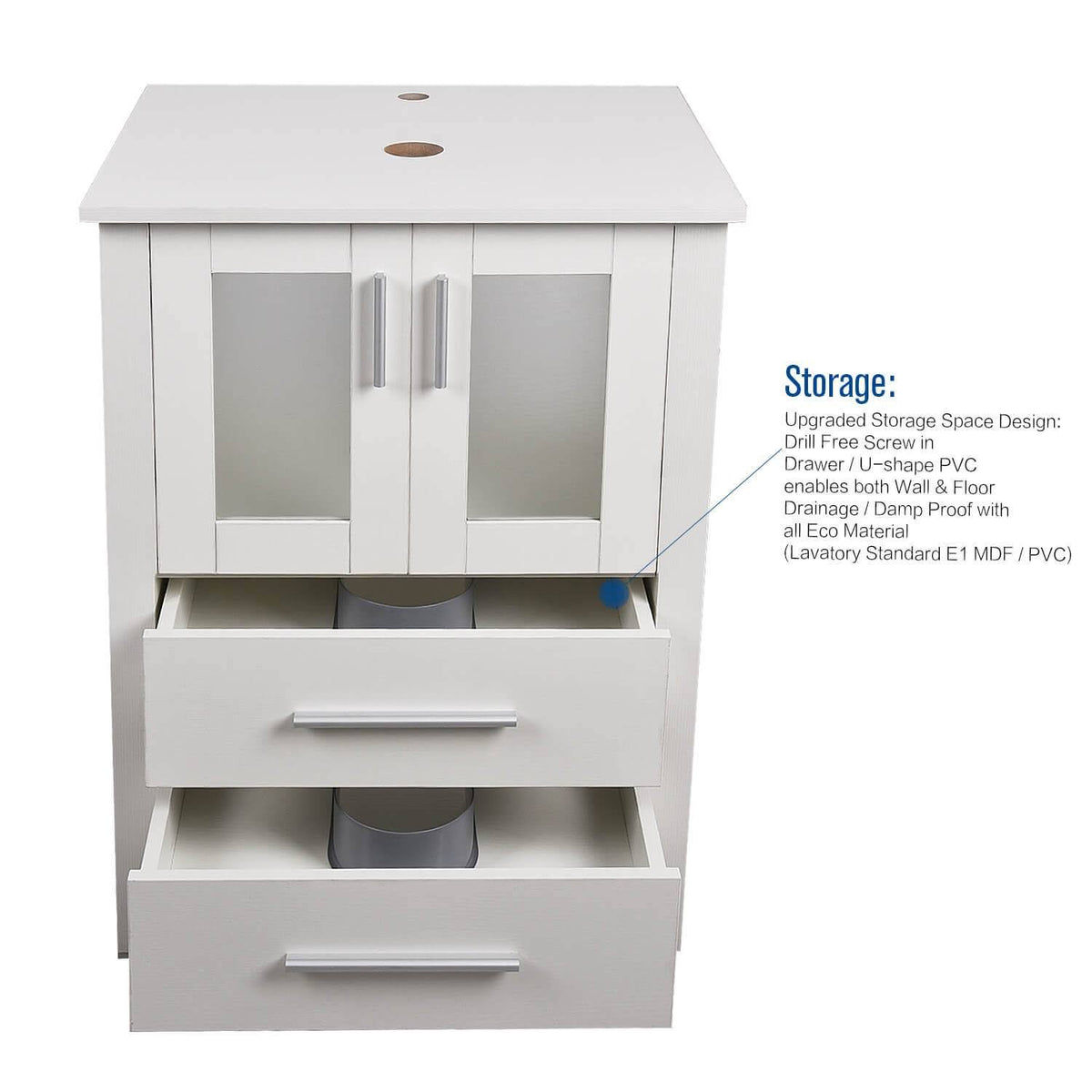 24 inch Bathroom Vanity Combo Modern MDF Cabinet, Dark Brown, Black B70329