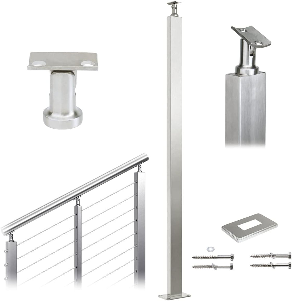 Stainless Steel Cable Railing Post Stabilizer 42" Pre-Drilled I977265