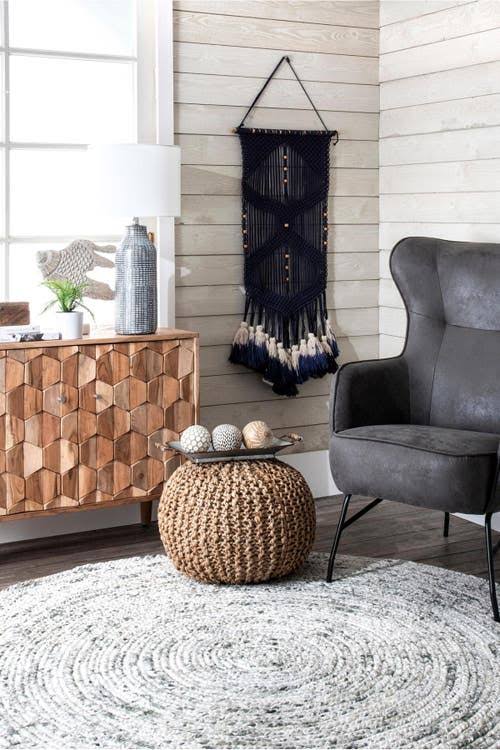 Jute Filled Ottoman Pouf D347