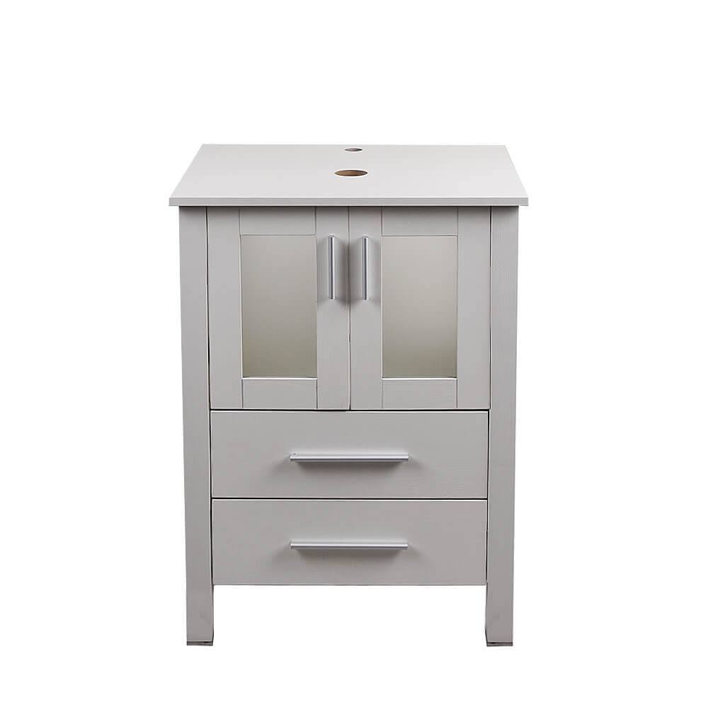 24 inch Bathroom Vanity Combo Modern MDF Cabinet, Dark Brown, Black B70329