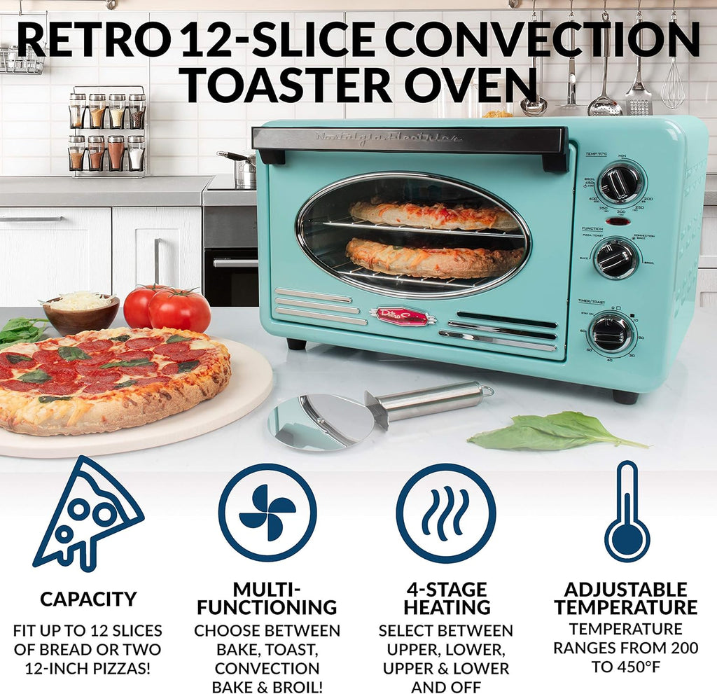 Retro Convection Toaster Oven, 0.7 Cu. Ft., Fits 12 Slices F9032