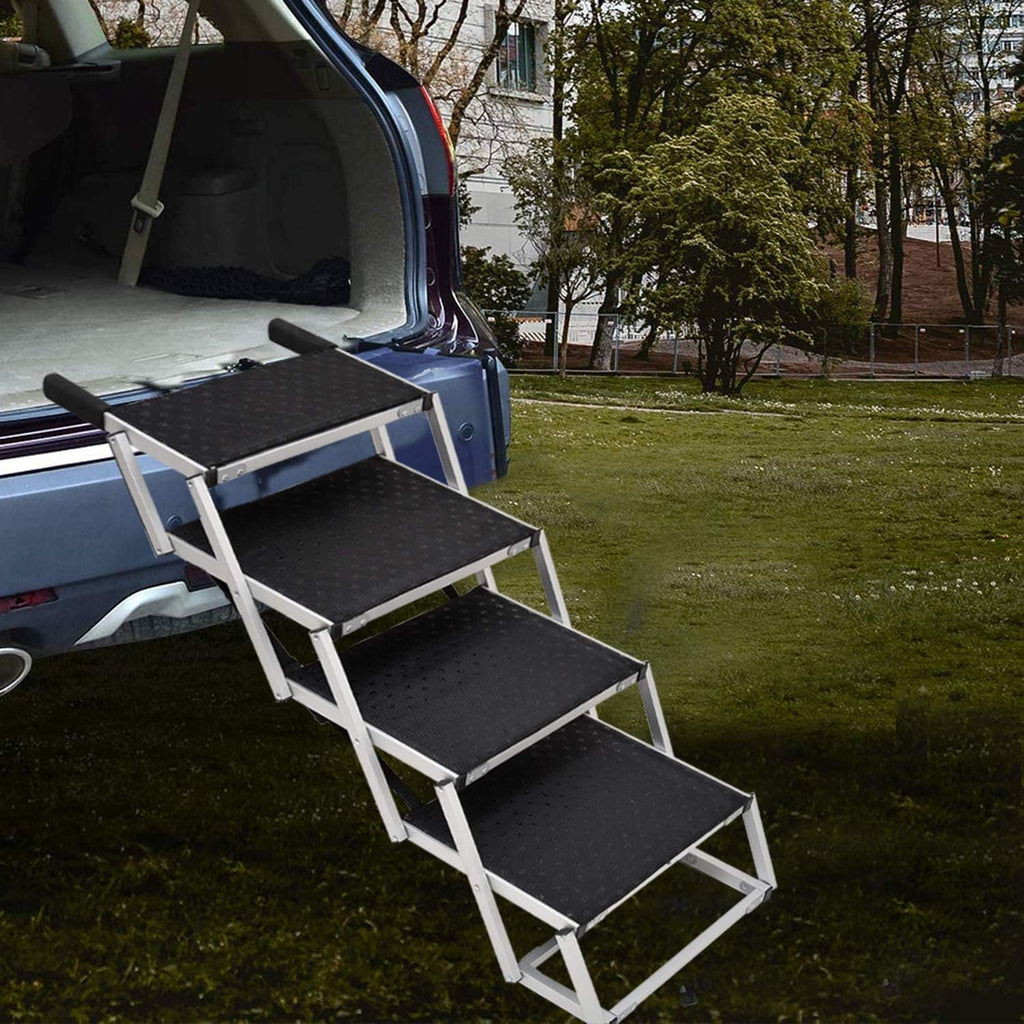 Foldable Aluminum Dog Stairs for Large Dogs, Non-Slip Car Steps E61889
