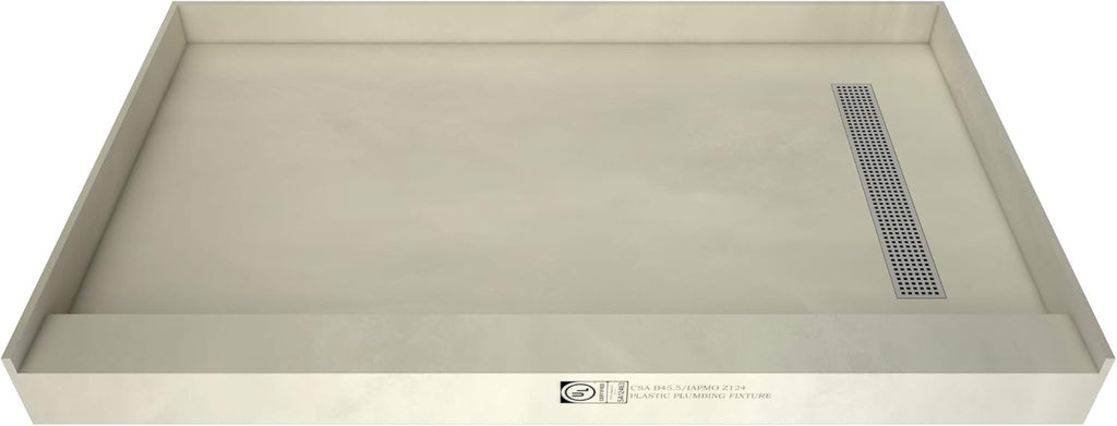 Trench Shower Pan, 60" W x 36" D, Brushed Nickel P995344