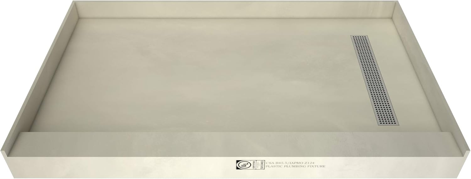 Trench Shower Pan, 60" W x 36" D, Brushed Nickel P995344