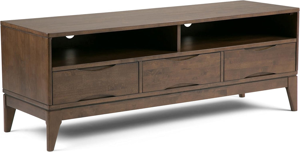 Solid Wood TV Media Stand for TVs up to 70 inches, Walnut Brown Z74447