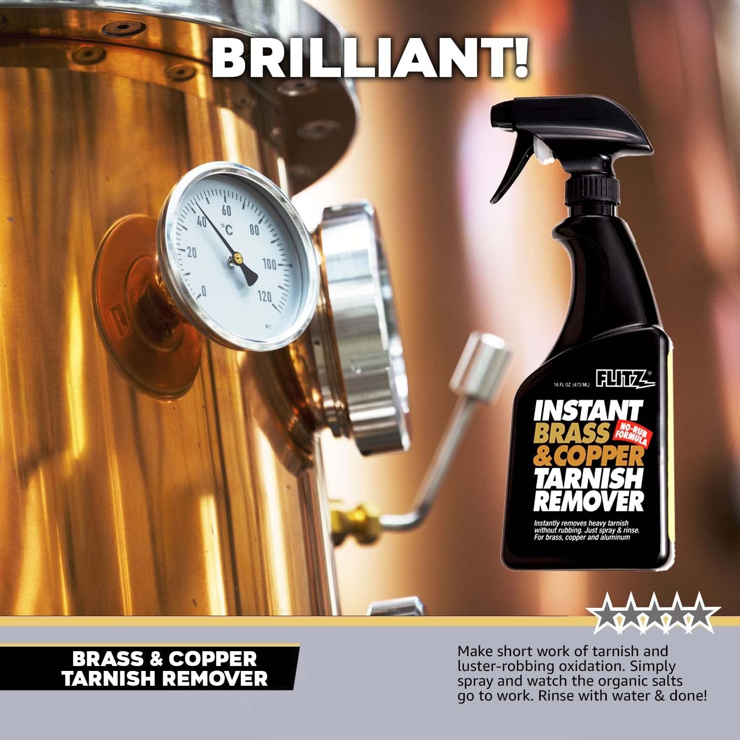 Brass and Copper Tarnish Remover Spray, 16 oz Z2051