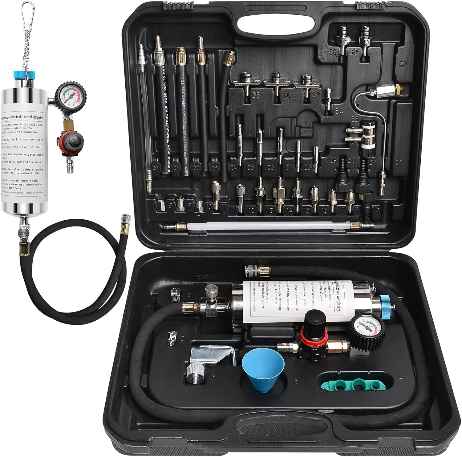 YFIXTOOL Fuel Injection Cleaner Tool, Fuel System Injector Tester and Cleaner Kit for Automotive Gasoline Petrol EFI Throttle (600ML, 140PSI)