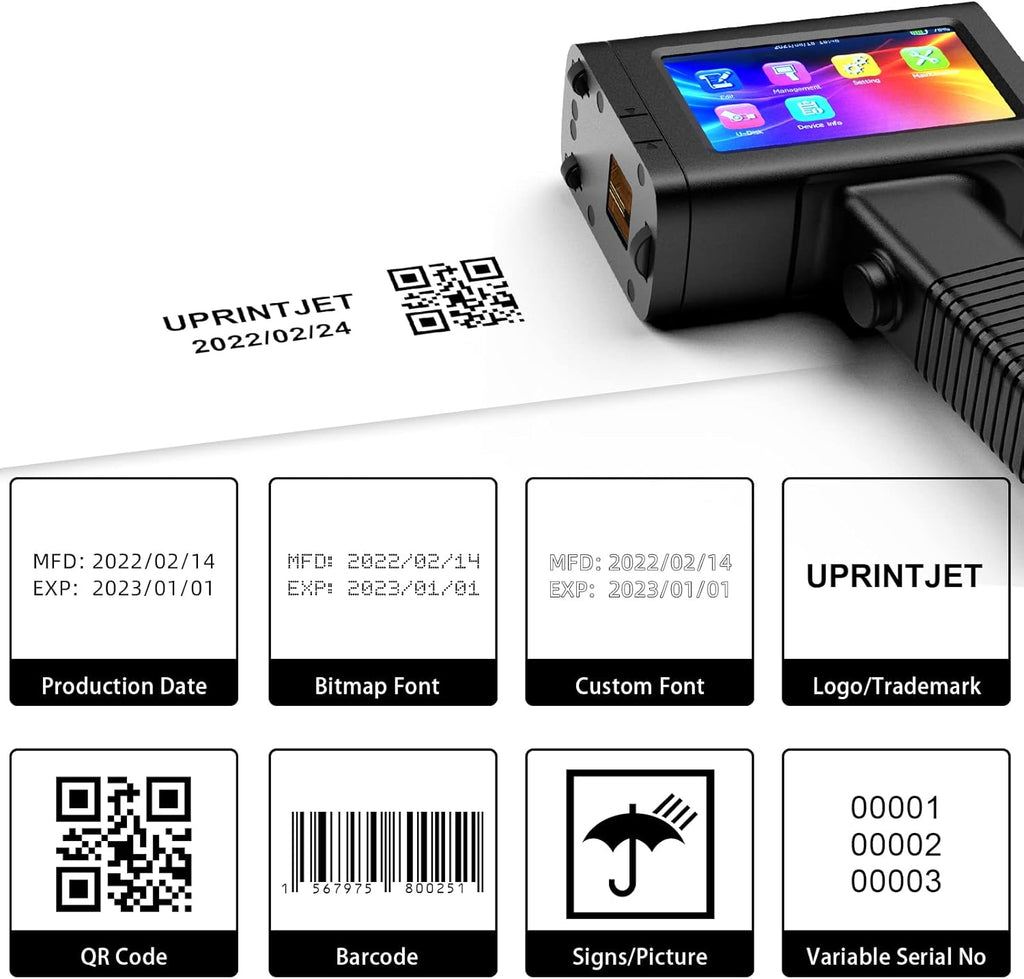 Handheld Inkjet Printer with 4.3 Inch Touch Screen for Barcode Date QRcode Label G858367