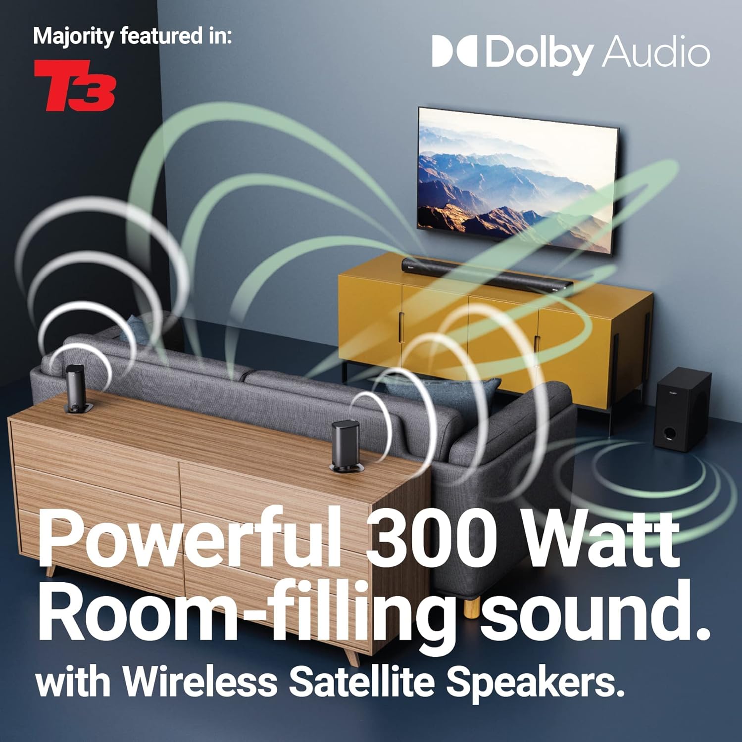 5.1 Dolby Audio Surround Sound System with Soundbar and Wireless Subwoofer K891