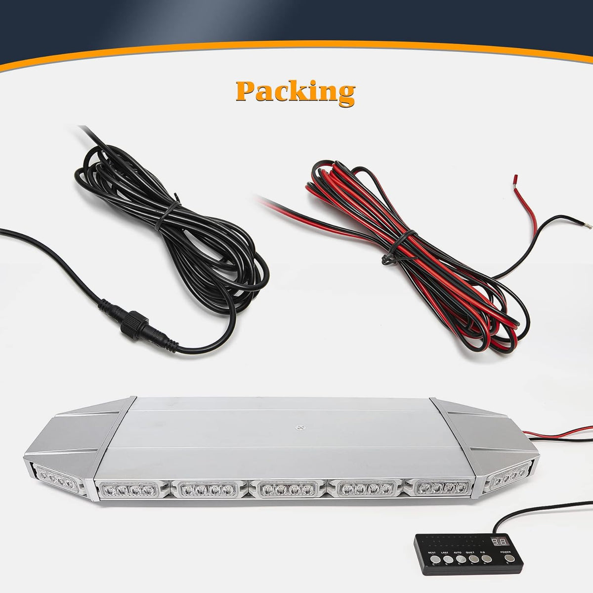 LED Rooftop Emergency Warning Strobe Light Bar Traffic Advisor Amber White V8965