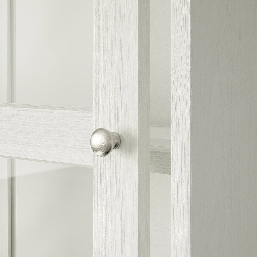 Glass-Door Cabinet with Base, White Clear Glass M982