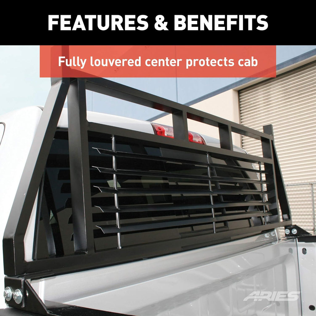 Heavy-Duty Black Steel Truck Headache Rack Cab Protector Y358652