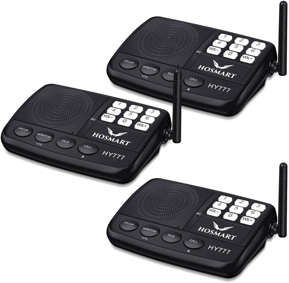 Wireless Intercom System for Home or Office, 7-Channel, 4 Stations A3603
