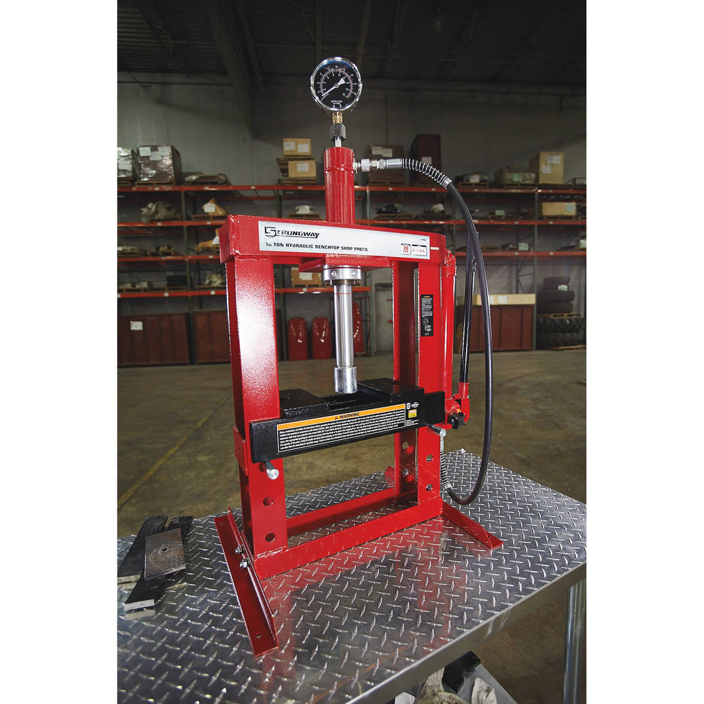 Benchtop 10-Ton Hydraulic Shop Press with Gauge R177421
